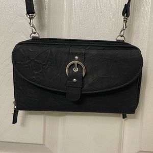 Black Clutch Wallet with Removable Strap